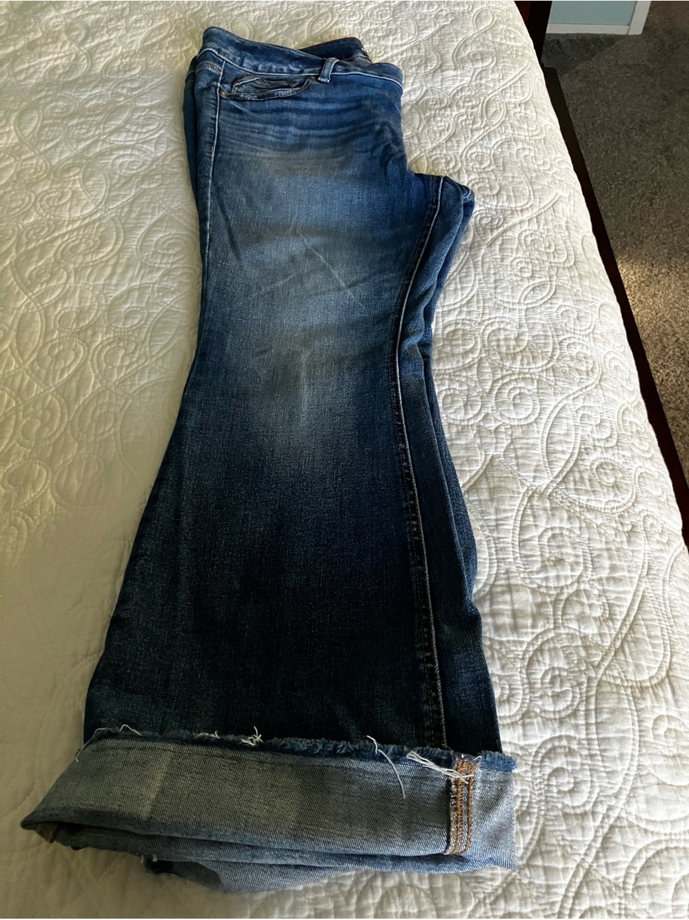 Edgely High Rise Skinny Jeans 16W Short Dark Wash Raw Hem Stretch Denim